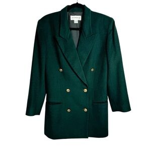 Vtg Liz Claiborne Wool Cashmere Double Breasted Blazer Jacket Sz 8 Green